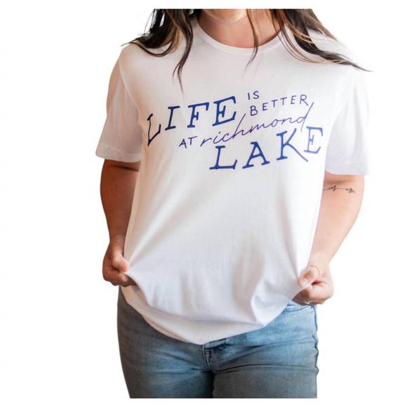 NEW GAMEDAY SOCIAL life is better at richmond lake tee in white - Picture 1 of 1
